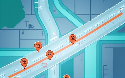 Eine digitale Karte mit einer markierten Route und Maut-Symbolen.